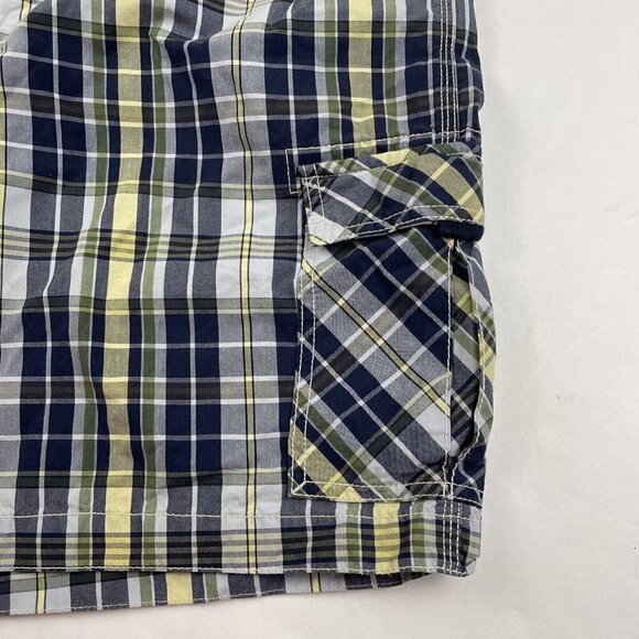 Nautica Boardshorts Swim Trunks Adult Mens 34 Blue Yellow Plaid Bathing Suit - Picture 9 of 10